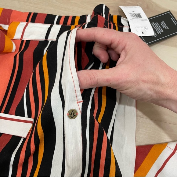 NWT Women's 8 Medium Volcom True To This Stripes Pants Trouser Pockets Cropped - Picture 13 of 13